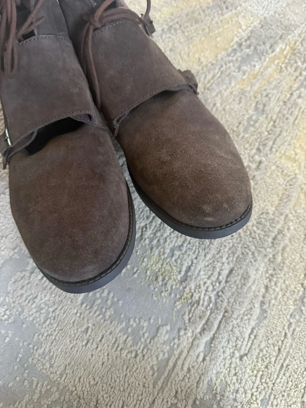 Reserved Footwear chocolate suede leather  Camolin Boot buckle lace up 13